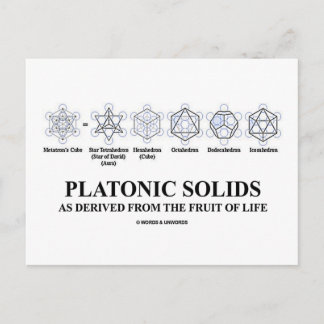Platonic Solids As Derived From The Fruit Of Life Postcard