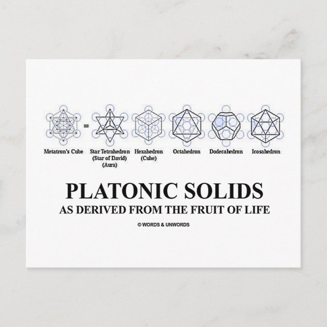 Platonic Solids As Derived From The Fruit Of Life Postcard (Front)
