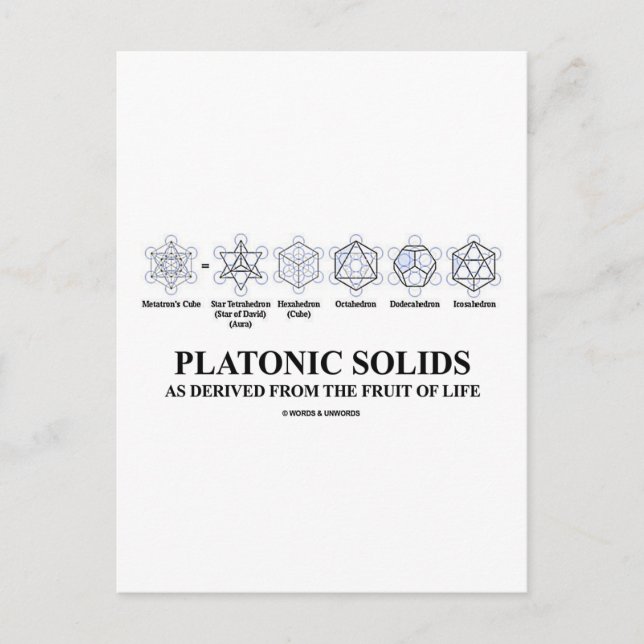 Platonic Solids As Derived From The Fruit Of Life Postcard (Front)