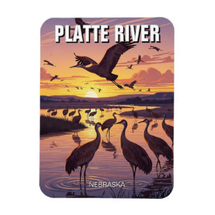 Platte River Sandhill Cranes Nebraska Travel Magnet