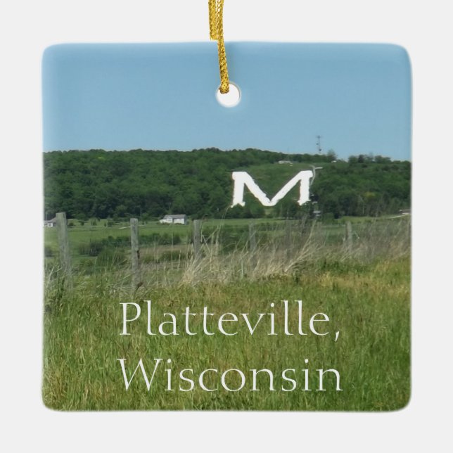 Platteville, Wisconsin Midwest Farm Christmas Ceramic Ornament (Front)