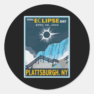 Plattsburgh New York Total Solar Eclipse 2024 Classic Round Sticker