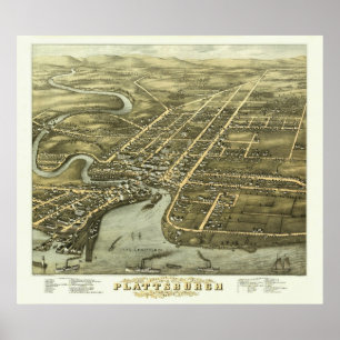 Plattsburgh NY, 1877: Old Print