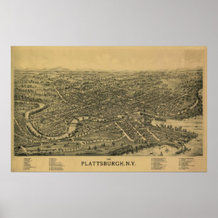 Plattsburgh NY, 1899: Old Print