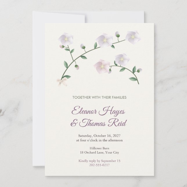 Platycodon Balloon Flower Fall Wedding Invitation (Front)