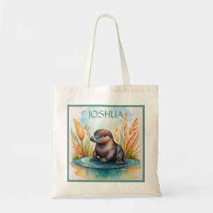 Platypus baby australian animal watercolor school  tote bag