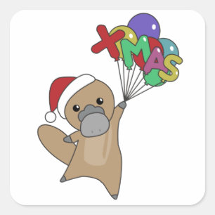 Platypus Christmas Platypus Cute Animals Square Sticker