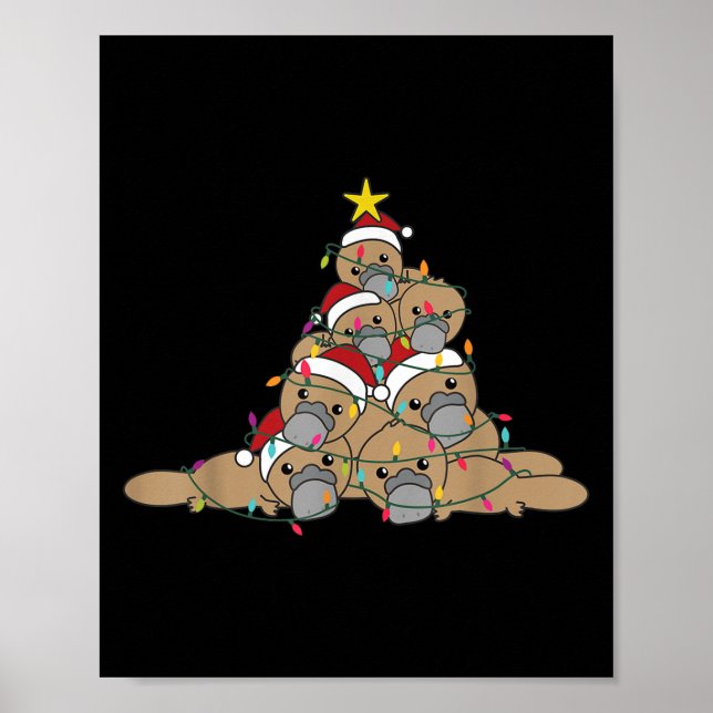 Platypus Christmas Tree Funny Christmas Animals  Poster (Front)