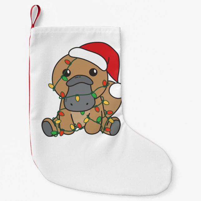 Platypus Christmas Winter Animals Holiday Platypus Small Christmas Stocking (Front)