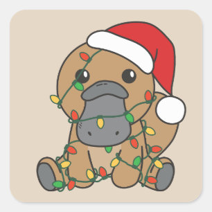 Platypus Christmas Winter Animals Holiday Platypus Square Sticker