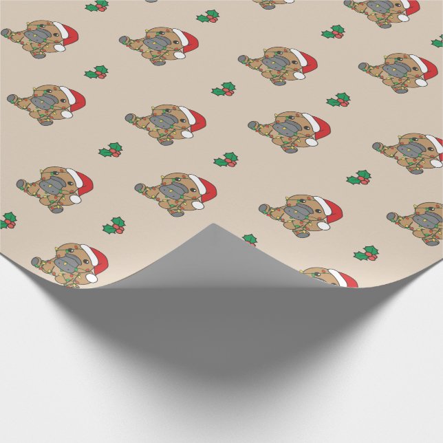 Platypus Christmas Winter Animals Holiday Platypus Wrapping Paper (Corner)