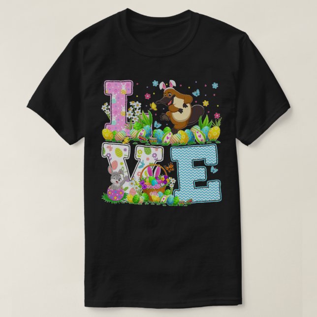 Platypus Easter Egg Hunt Funny Love Platypus Easte T-Shirt (Design Front)