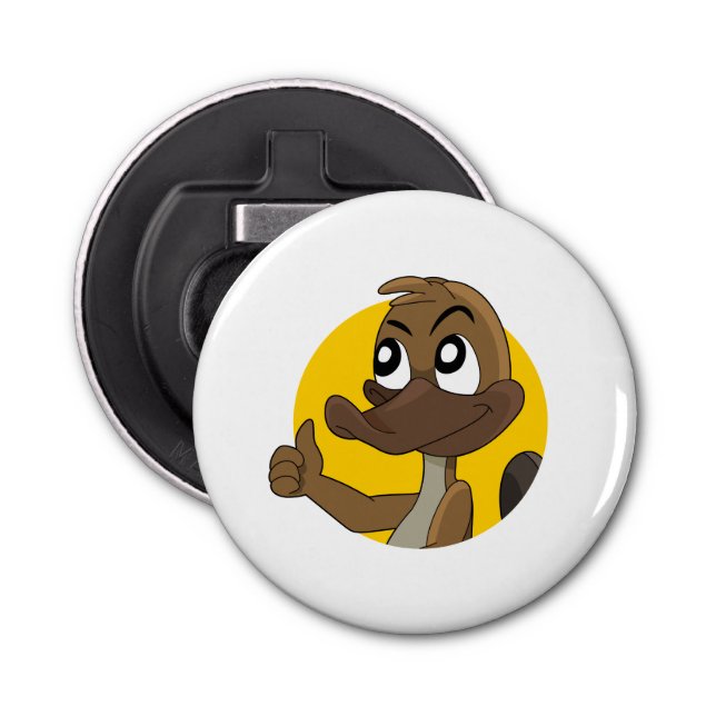Platypus giving thumbs up cartoon bottle opener (Front)