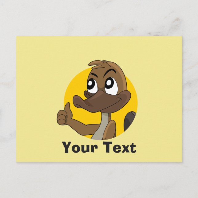 Platypus giving thumbs up cartoon postcard (Front)