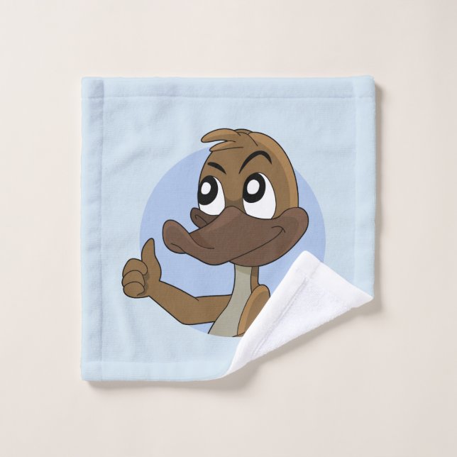 Platypus giving thumbs up cartoon wash cloth (Wash Cloth)
