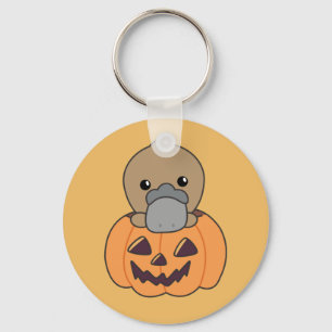 platypus In Pumpkin Sweet Animals Happy Halloween Key Ring