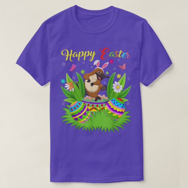 Platypus Lover Floral Easter Egg Funny Platypus Ea T-Shirt (Design Front)