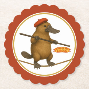 Platypus on a tightrope paper coaster