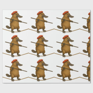 Platypus on a tightrope wrapping paper