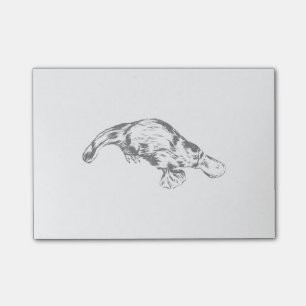 Platypus Realistic Black and White Illustration Post-it Notes
