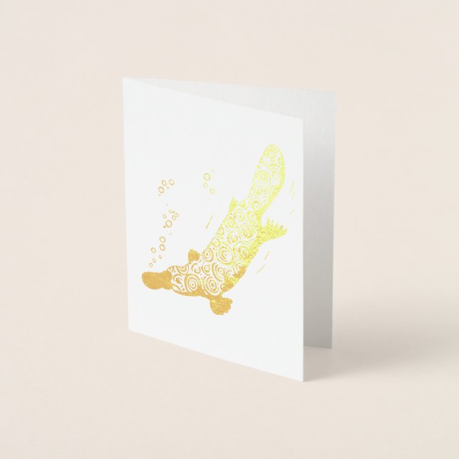Platypus stylised animal art gold card (Front)