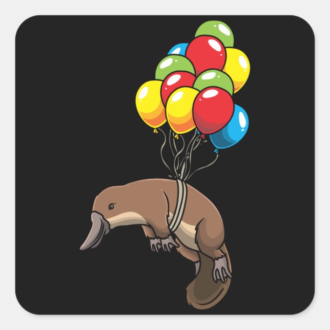 Platypus with Ballons Square Sticker (Front)
