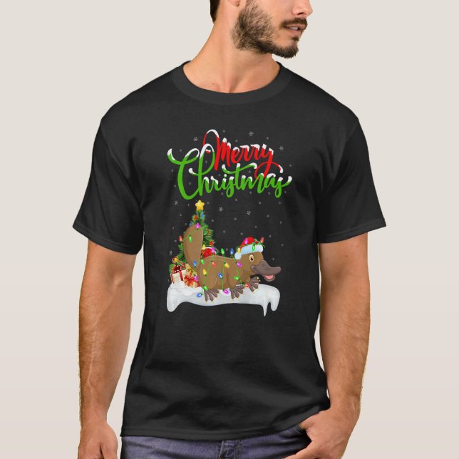 Platypus  Xmas Decorations Santa Platypus Christma T-Shirt (Front)