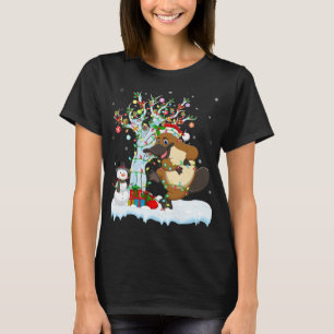 Platypus Xmas Tree Lighting Santa Hat Platypus Chr T-Shirt