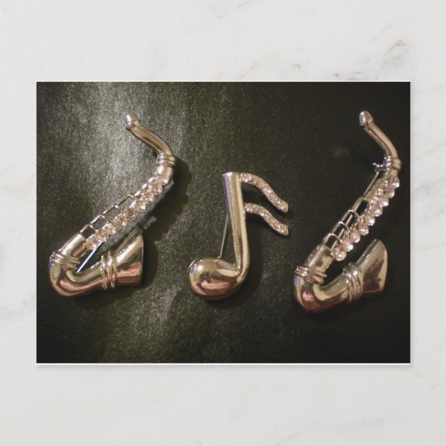Play a musical note on that Saxaphone Postcard (Front)