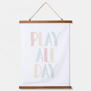 Play All Day Pastel Rainbow Girls Room Decor Hanging Tapestry
