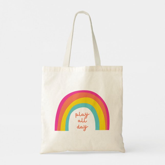play all day rainbow Tote & Shopping Bags (Back)