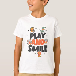 Play And Smile Happy Kids Quote Art T-Shirt