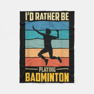 Play Badminton Shuttle Retro Badminton Player Game Fleece Blanket