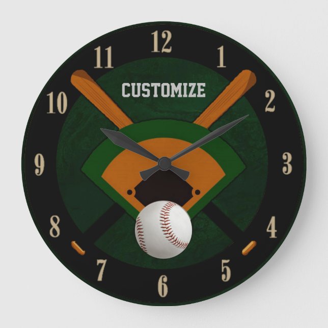 Play Ball Baseball   Large Clock (Front)