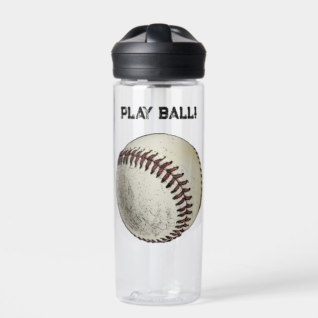 Play Ball Baseball Sketch – Batter Up Sports Water Bottle (Front)