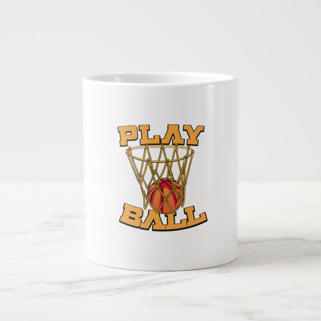 Play Ball Basketball. Large Coffee Mug (Front)