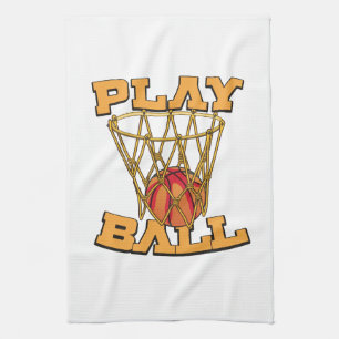 Play Ball Basketball. Tea Towel
