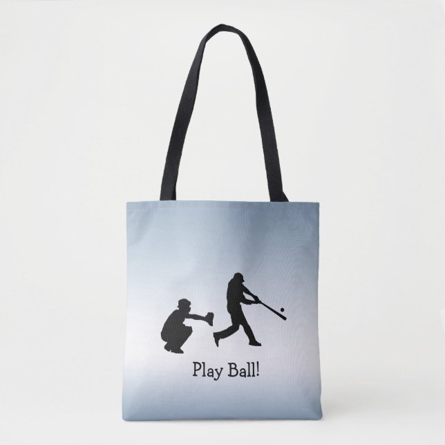 Play Ball Blue Baseball Sports Tote Bag (Front)