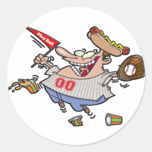 Play Ball Cartoon Character Classic Round Sticker