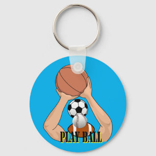 Play Ball Games sports athletics exercise Art  Key Ring