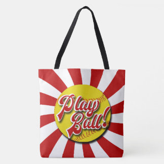 Play Ball! Red & White Softball Tote (Rebels)
