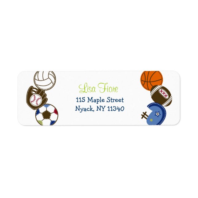 Play Ball Sports Ball Baby Shower Address Labels (Front)