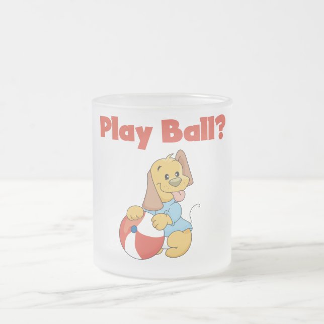 Play Ball Tshirts and Gifts Frosted Glass Coffee Mug (Center)