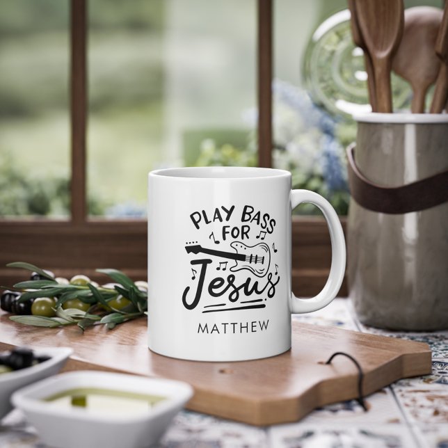 Play Bass Guitar For Jesus Christian Personalised  Coffee Mug (Creator Uploaded)