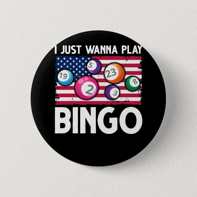 Play Bingo American Flag Funny Bingo 6 Cm Round Badge (Front)