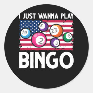Play Bingo American Flag Funny Bingo Classic Round Sticker