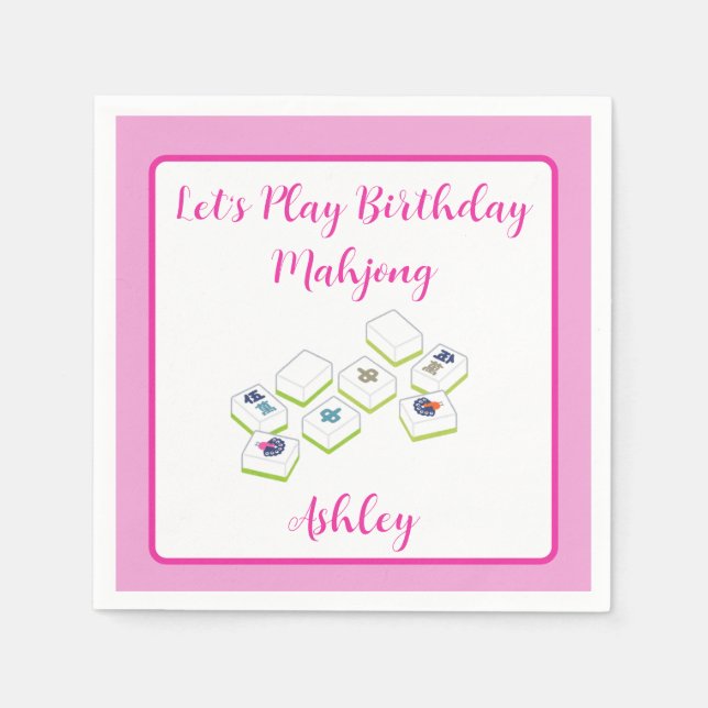 Play Birthday Mahjong PERSONALIZE Napkin (Front)