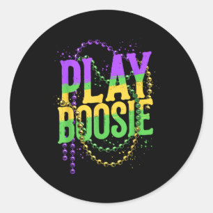 Play boosie beads mardi gras carnival louisiana ne classic round sticker
