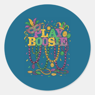 Play Boosie Beads Mardi Gras Carnival Louisiana Ne Classic Round Sticker