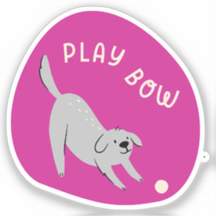 Play bow cute illustrated dog fuchsia